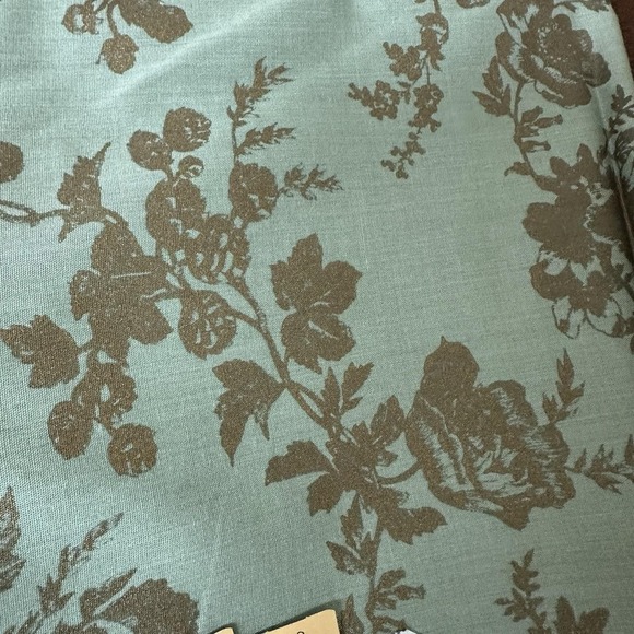 Vtg MCM Retro Green Gold Metallic Floral Rose Craft Upholstery Fabric 6 Yard NEW